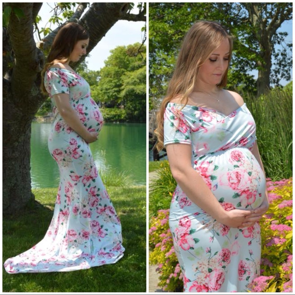 Floral Maternity Photo Shoot Dress